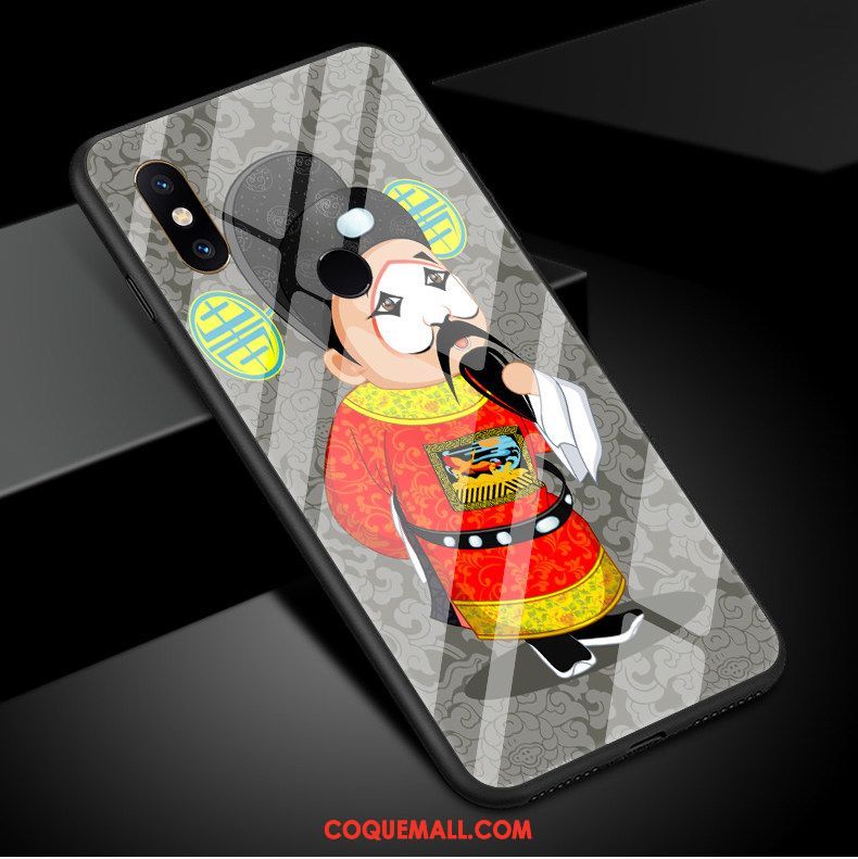 Étui Xiaomi Mi 8 Téléphone Portable Miroir Opéra De Pékin, Coque Xiaomi Mi 8 Petit Style Chinois Beige