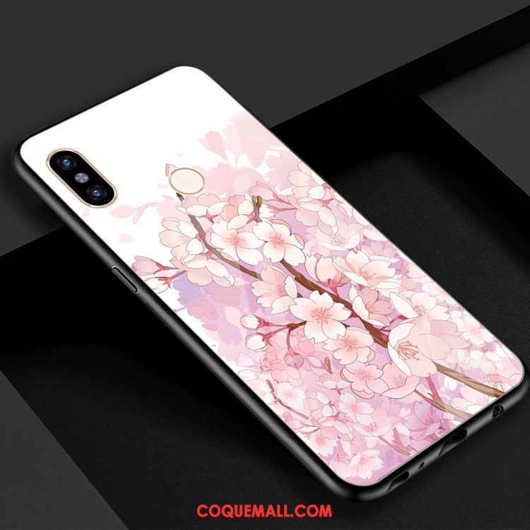 Étui Xiaomi Mi 8 Vent Sakura Miroir, Coque Xiaomi Mi 8 Verre Petit Beige