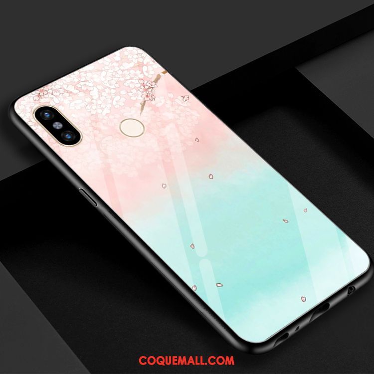 Étui Xiaomi Mi 8 Vent Sakura Miroir, Coque Xiaomi Mi 8 Verre Petit Beige