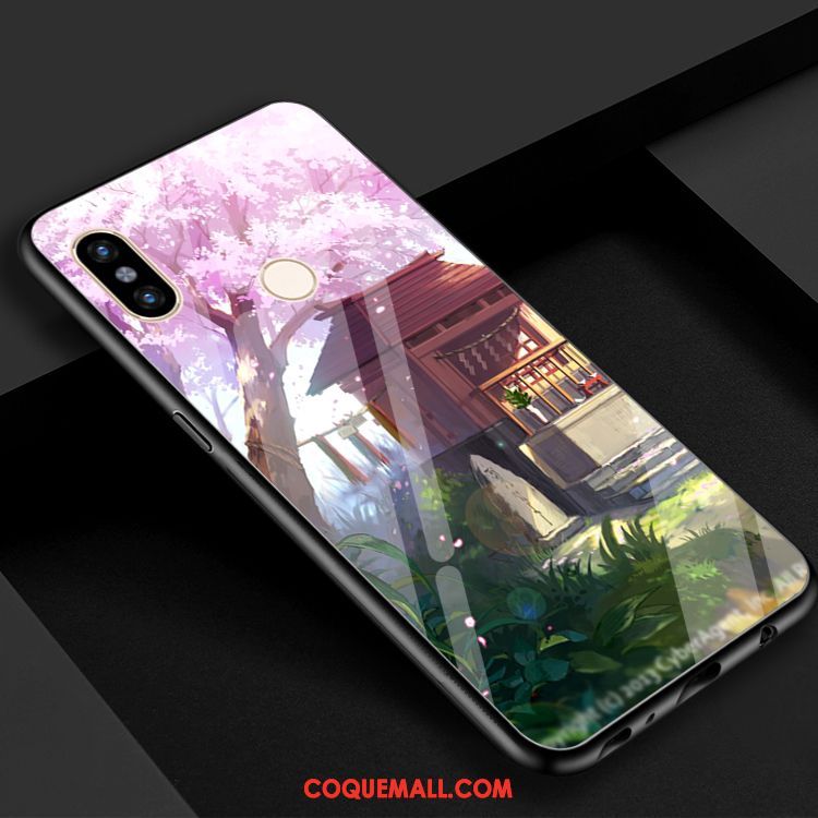 Étui Xiaomi Mi 8 Vent Sakura Miroir, Coque Xiaomi Mi 8 Verre Petit Beige