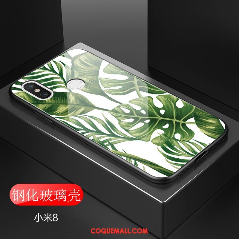 Étui Xiaomi Mi 8 Verre Trempé Délavé En Daim Style Chinois, Coque Xiaomi Mi 8 Net Rouge Téléphone Portable Beige