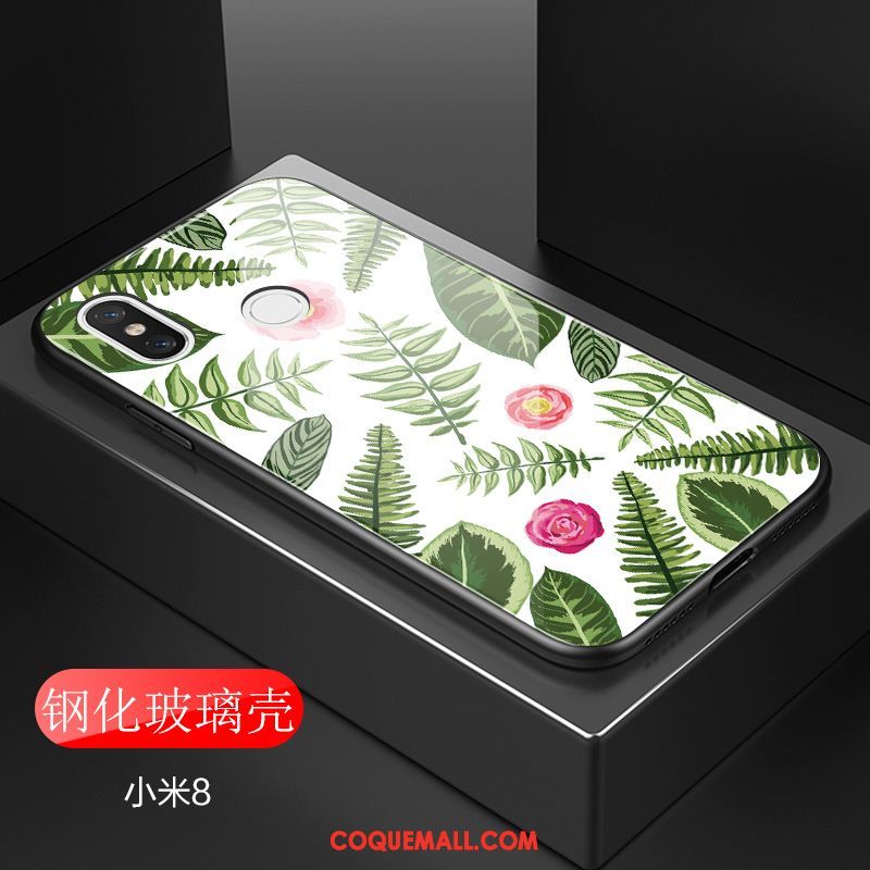 Étui Xiaomi Mi 8 Verre Trempé Délavé En Daim Style Chinois, Coque Xiaomi Mi 8 Net Rouge Téléphone Portable Beige