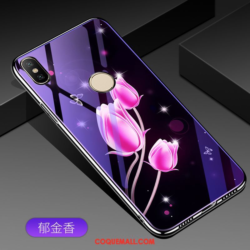 Étui Xiaomi Mi 8 Violet Fluide Doux Bleu, Coque Xiaomi Mi 8 Téléphone Portable Verre Beige