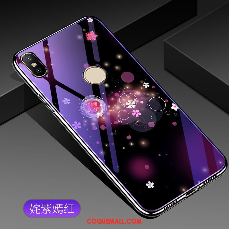 Étui Xiaomi Mi 8 Violet Fluide Doux Bleu, Coque Xiaomi Mi 8 Téléphone Portable Verre Beige