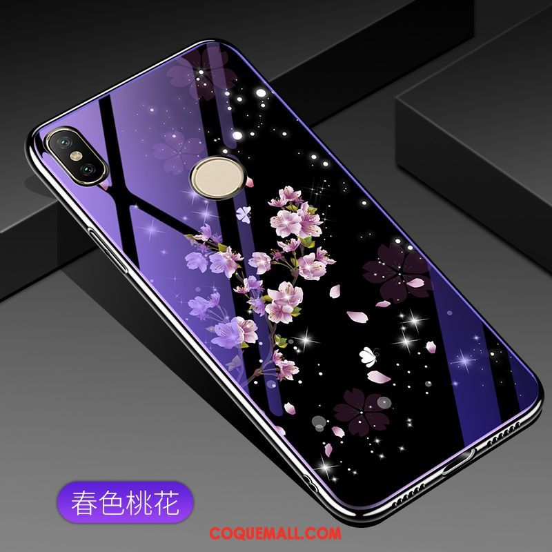 Étui Xiaomi Mi 8 Violet Fluide Doux Bleu, Coque Xiaomi Mi 8 Téléphone Portable Verre Beige