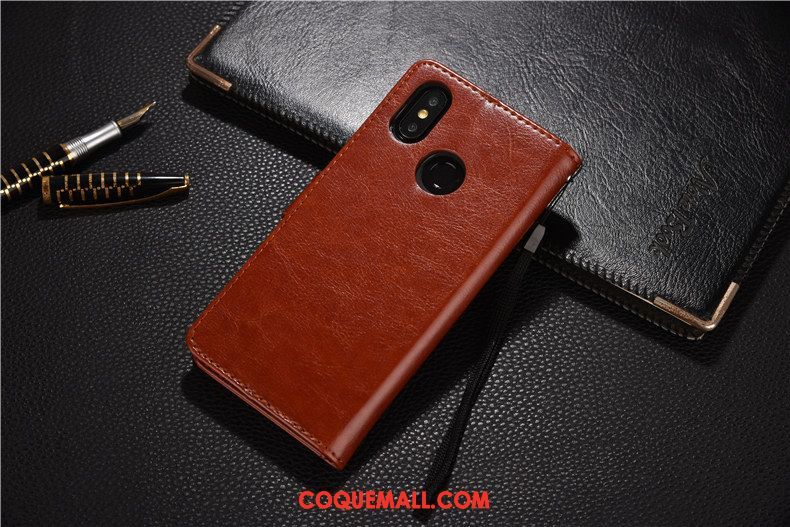 Étui Xiaomi Mi 8 Étui En Cuir Incassable Petit, Coque Xiaomi Mi 8 Téléphone Portable Silicone Braun Beige