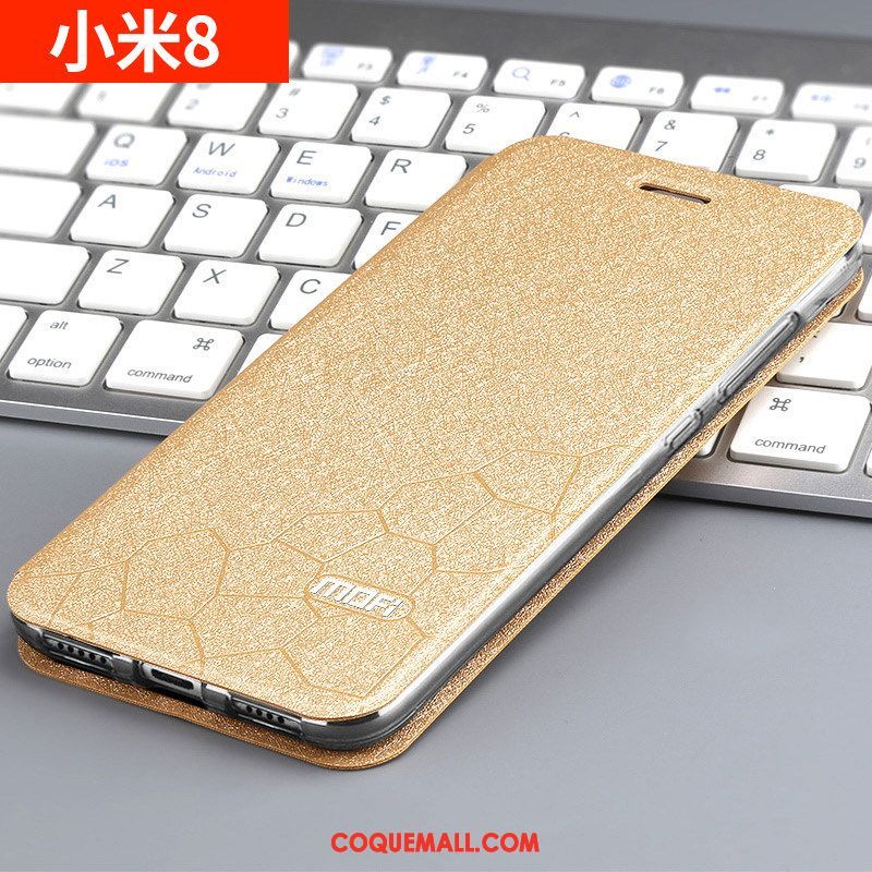 Étui Xiaomi Mi 8 Étui En Cuir Marque De Tendance Modèle Fleurie, Coque Xiaomi Mi 8 Protection Téléphone Portable Beige