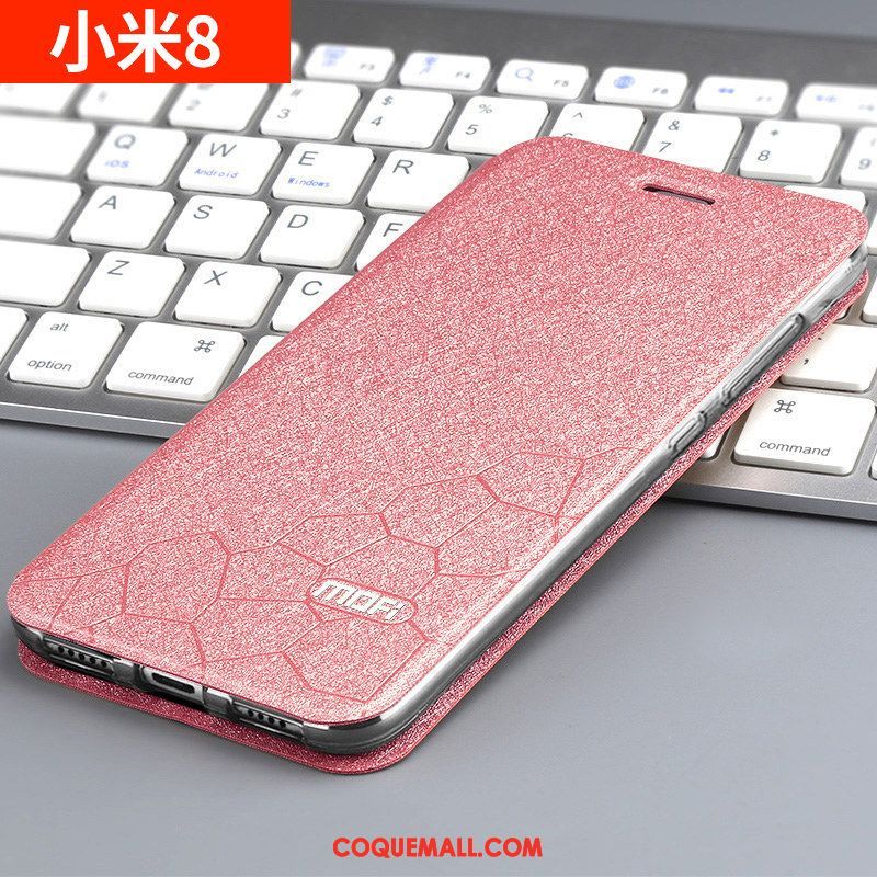 Étui Xiaomi Mi 8 Étui En Cuir Marque De Tendance Modèle Fleurie, Coque Xiaomi Mi 8 Protection Téléphone Portable Beige