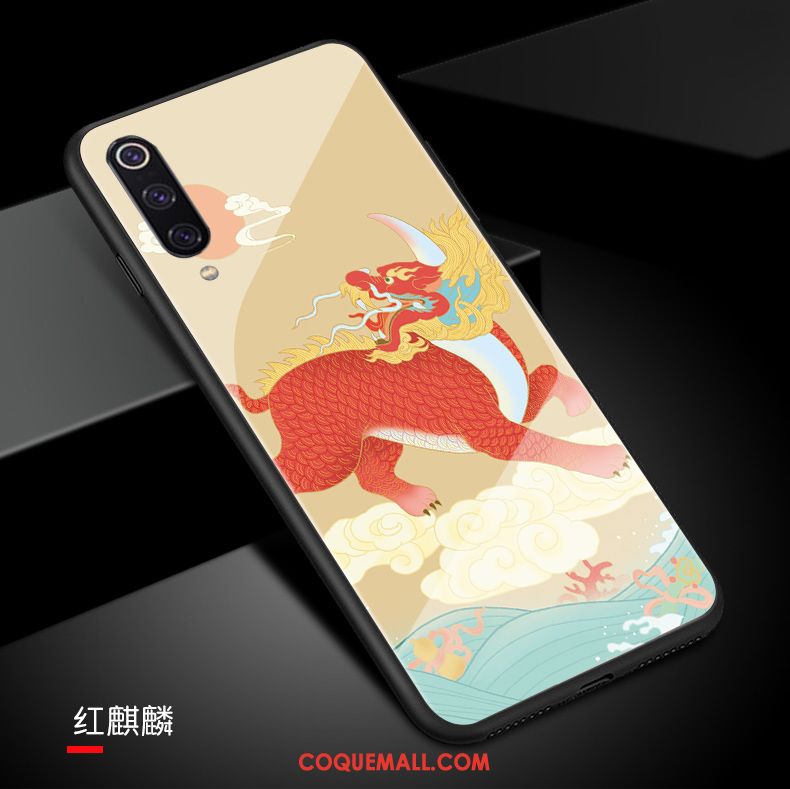 Étui Xiaomi Mi 9 Amoureux Petit Personnalité, Coque Xiaomi Mi 9 Bleu Silicone Beige