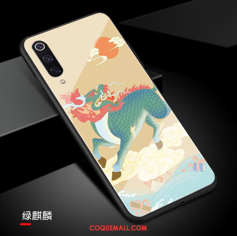 Étui Xiaomi Mi 9 Amoureux Petit Personnalité, Coque Xiaomi Mi 9 Bleu Silicone Beige