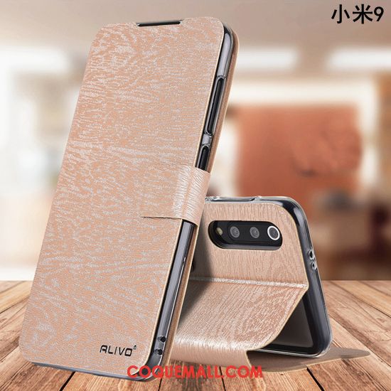 Étui Xiaomi Mi 9 Clamshell Protection Fluide Doux, Coque Xiaomi Mi 9 Téléphone Portable Silicone Beige