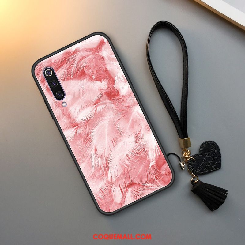 Étui Xiaomi Mi 9 Lite Modèle Fleurie Tendance Verre, Coque Xiaomi Mi 9 Lite Silicone Protection Beige