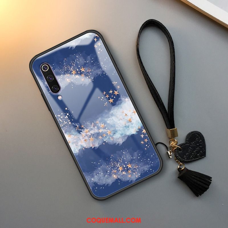 Étui Xiaomi Mi 9 Lite Modèle Fleurie Tendance Verre, Coque Xiaomi Mi 9 Lite Silicone Protection Beige