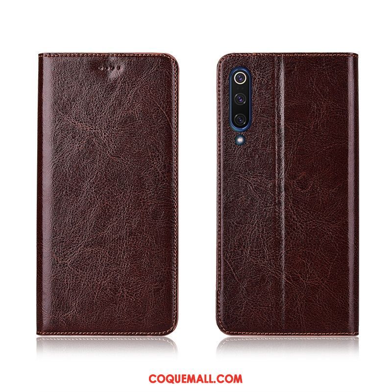 Étui Xiaomi Mi 9 Lite Personnalisé Modèle Fleurie Silicone, Coque Xiaomi Mi 9 Lite Téléphone Portable Protection Braun Beige