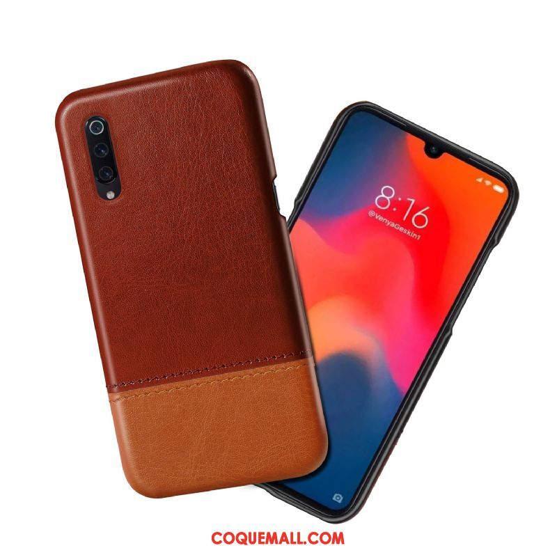 Étui Xiaomi Mi 9 Lite Personnalité Cuir Qualité, Coque Xiaomi Mi 9 Lite Incassable Tendance Beige