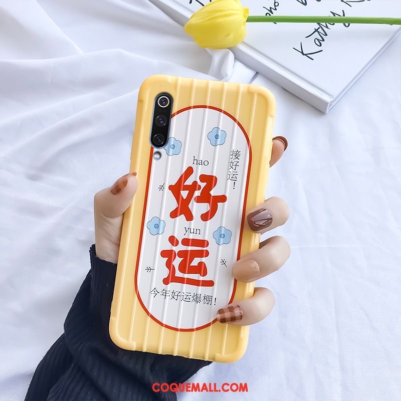 Étui Xiaomi Mi 9 Lite Personnalité Tout Compris Créatif, Coque Xiaomi Mi 9 Lite Légère Net Rouge Beige