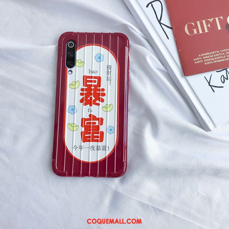 Étui Xiaomi Mi 9 Lite Personnalité Tout Compris Créatif, Coque Xiaomi Mi 9 Lite Légère Net Rouge Beige