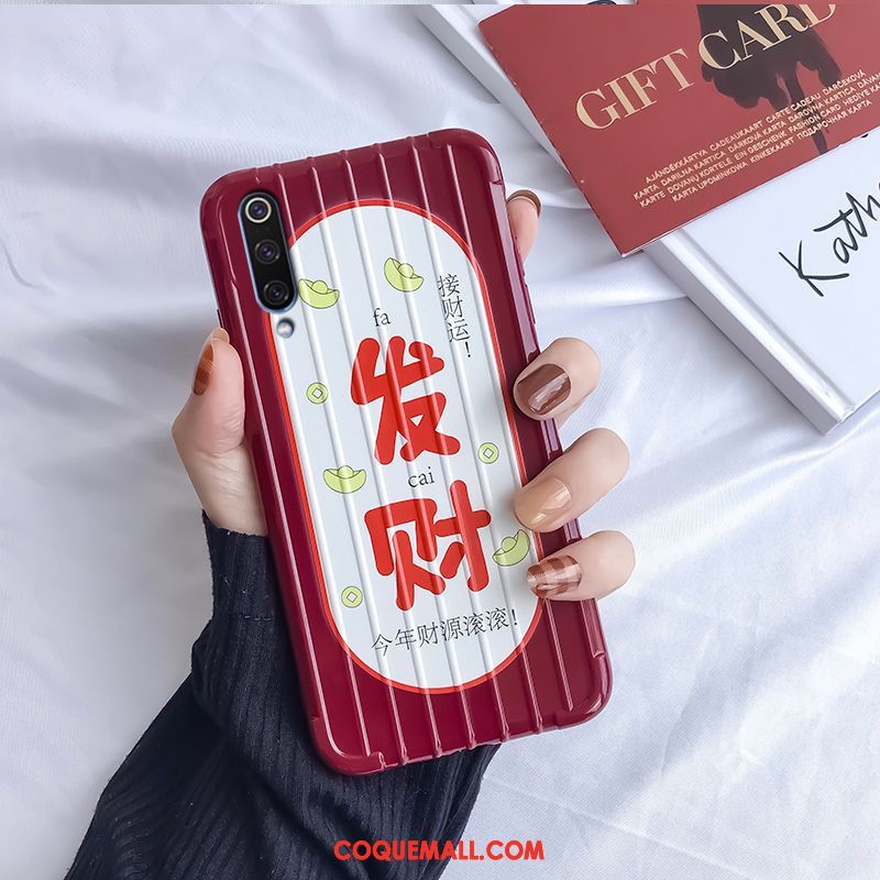 Étui Xiaomi Mi 9 Lite Personnalité Tout Compris Créatif, Coque Xiaomi Mi 9 Lite Légère Net Rouge Beige