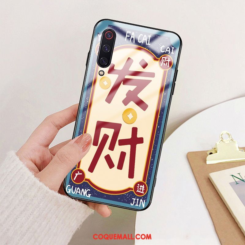 Étui Xiaomi Mi 9 Lite Petit Verre Nouveau, Coque Xiaomi Mi 9 Lite Créatif Incassable Beige