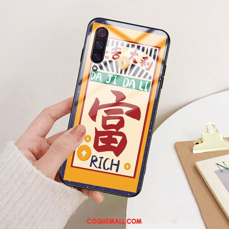 Étui Xiaomi Mi 9 Lite Petit Verre Nouveau, Coque Xiaomi Mi 9 Lite Créatif Incassable Beige