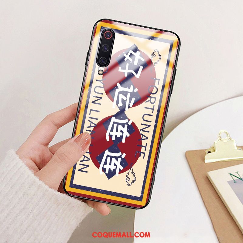 Étui Xiaomi Mi 9 Lite Petit Verre Nouveau, Coque Xiaomi Mi 9 Lite Créatif Incassable Beige