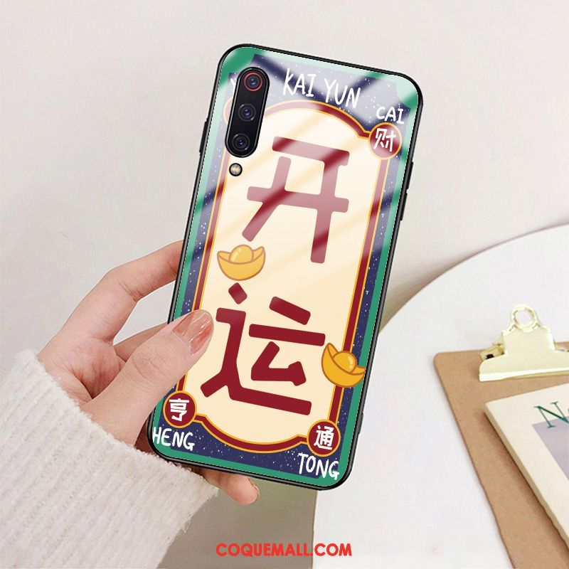 Étui Xiaomi Mi 9 Lite Petit Verre Nouveau, Coque Xiaomi Mi 9 Lite Créatif Incassable Beige