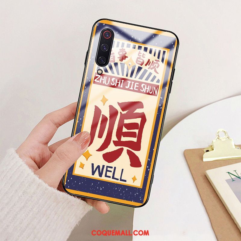 Étui Xiaomi Mi 9 Lite Petit Verre Nouveau, Coque Xiaomi Mi 9 Lite Créatif Incassable Beige