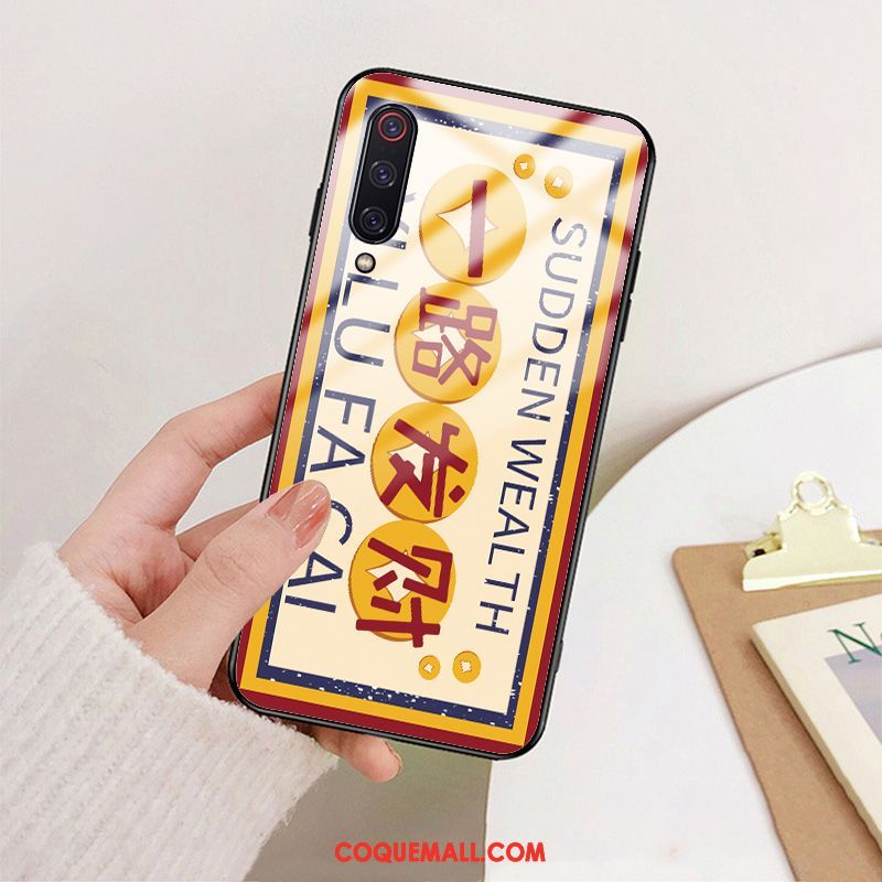 Étui Xiaomi Mi 9 Lite Petit Verre Nouveau, Coque Xiaomi Mi 9 Lite Créatif Incassable Beige