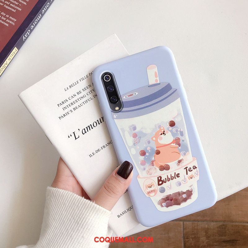 Étui Xiaomi Mi 9 Lite Téléphone Portable Créatif Jeunesse, Coque Xiaomi Mi 9 Lite Bleu Net Rouge Beige