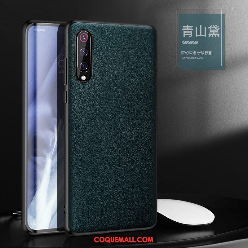 Étui Xiaomi Mi 9 Lite Vert Incassable Téléphone Portable, Coque Xiaomi Mi 9 Lite Protection Cuir Haut Beige