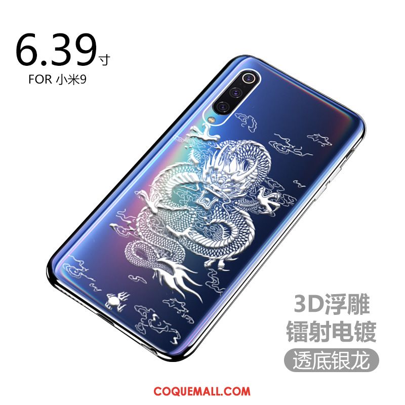 Étui Xiaomi Mi 9 Or Silicone Incassable, Coque Xiaomi Mi 9 Tendance Gaufrage Beige
