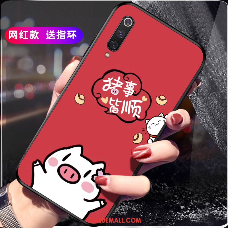 Étui Xiaomi Mi 9 Ornements Suspendus Incassable Net Rouge, Coque Xiaomi Mi 9 Rose Fluide Doux Beige