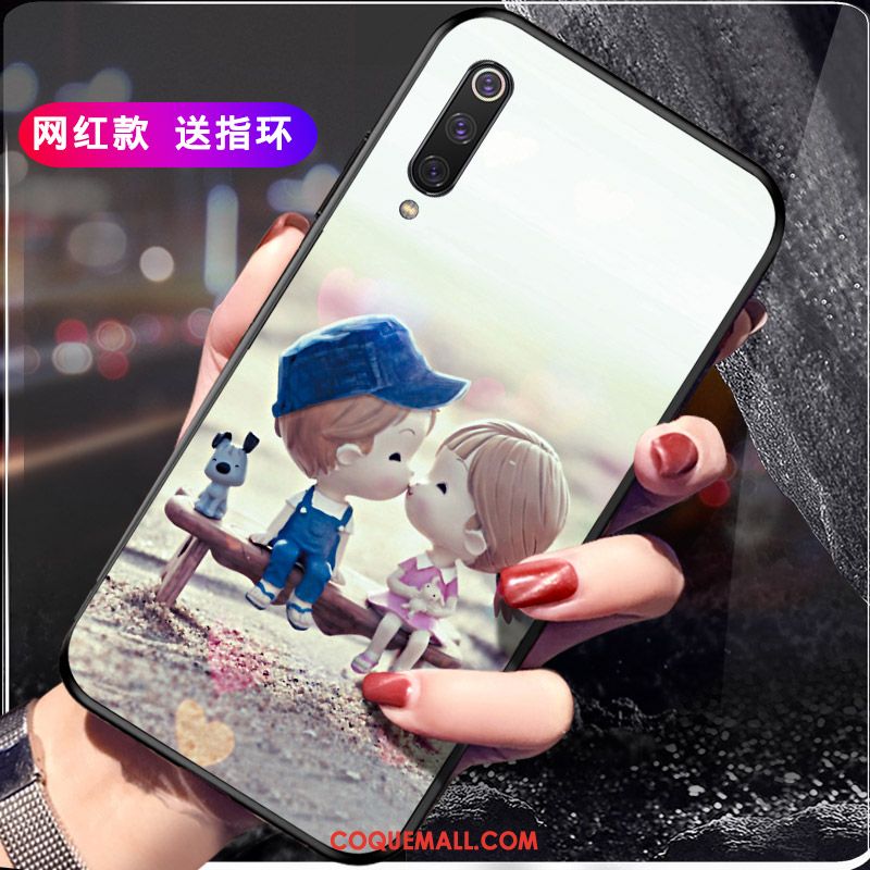 Étui Xiaomi Mi 9 Ornements Suspendus Incassable Net Rouge, Coque Xiaomi Mi 9 Rose Fluide Doux Beige