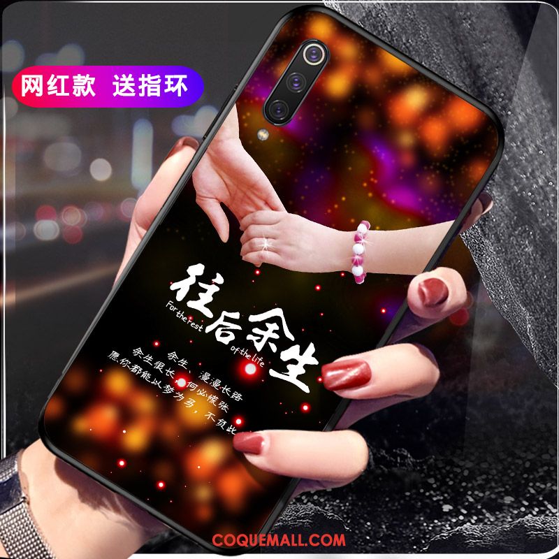 Étui Xiaomi Mi 9 Ornements Suspendus Incassable Net Rouge, Coque Xiaomi Mi 9 Rose Fluide Doux Beige