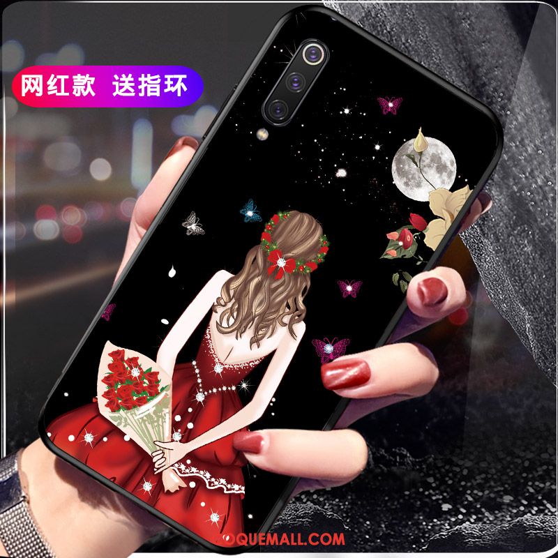 Étui Xiaomi Mi 9 Ornements Suspendus Incassable Net Rouge, Coque Xiaomi Mi 9 Rose Fluide Doux Beige