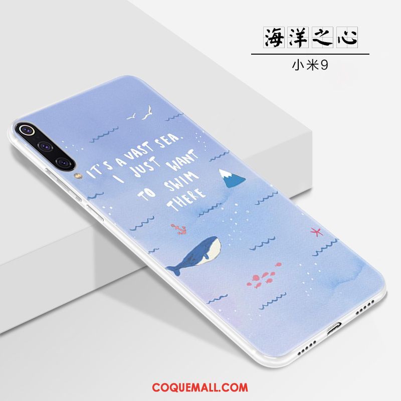 Étui Xiaomi Mi 9 Petit Blanc Téléphone Portable, Coque Xiaomi Mi 9 Délavé En Daim Net Rouge Beige