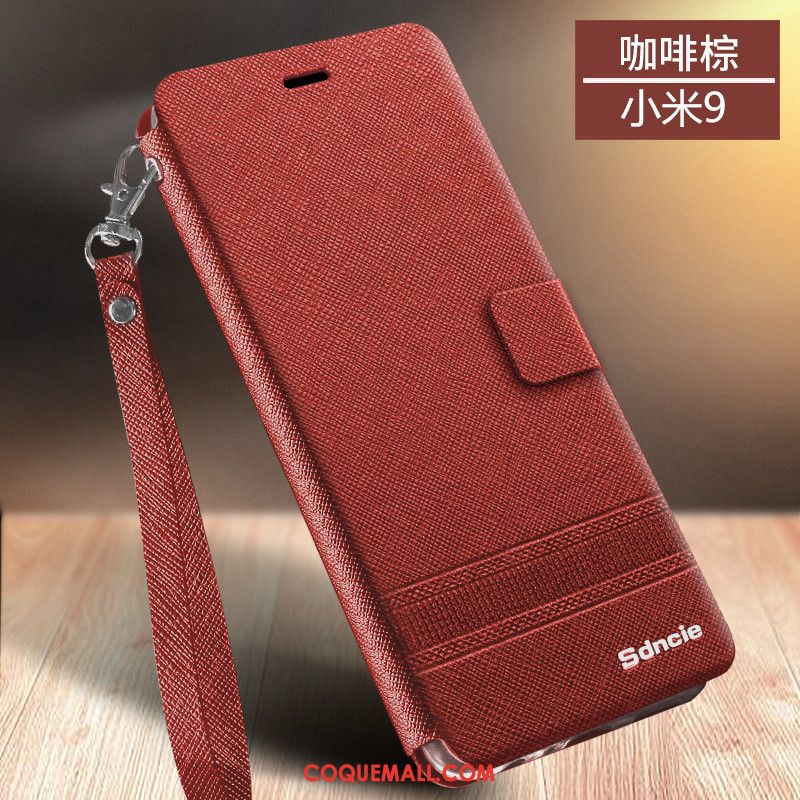 Étui Xiaomi Mi 9 Protection Rose Rouge, Coque Xiaomi Mi 9 Téléphone Portable Tendance Beige