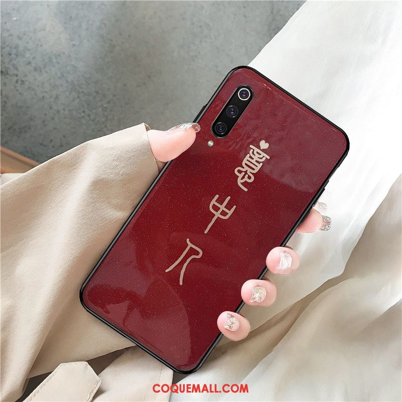 Étui Xiaomi Mi 9 Rouge Petit Très Mince, Coque Xiaomi Mi 9 Refroidissement Personnalité Beige