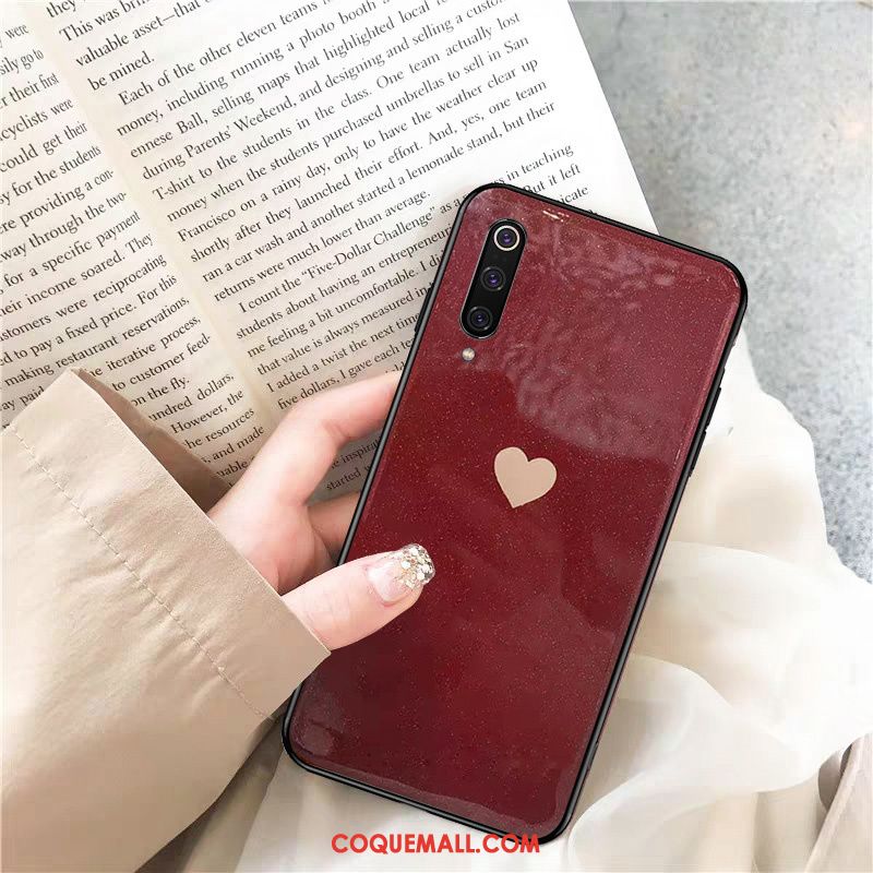 Étui Xiaomi Mi 9 Rouge Petit Très Mince, Coque Xiaomi Mi 9 Refroidissement Personnalité Beige