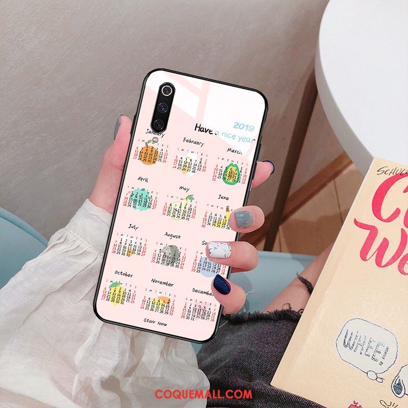 Étui Xiaomi Mi 9 Rouge Petit Très Mince, Coque Xiaomi Mi 9 Refroidissement Personnalité Beige