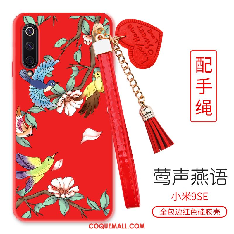 Étui Xiaomi Mi 9 Se Délavé En Daim Tout Compris Téléphone Portable, Coque Xiaomi Mi 9 Se Fluide Doux Style Chinois Beige Nackte Farbe