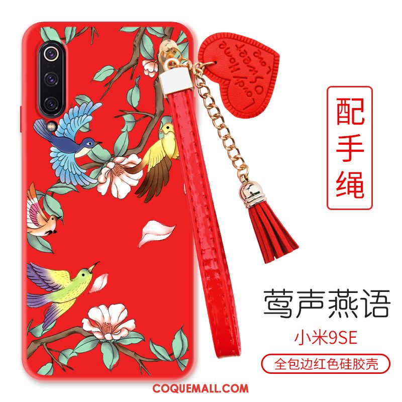 Étui Xiaomi Mi 9 Se Délavé En Daim Tout Compris Téléphone Portable, Coque Xiaomi Mi 9 Se Fluide Doux Style Chinois Beige Nackte Farbe