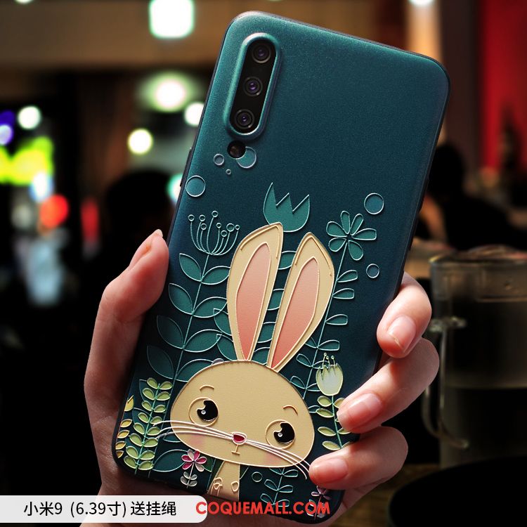 Étui Xiaomi Mi 9 Tout Compris Marque De Tendance Ornements Suspendus, Coque Xiaomi Mi 9 Dessin Animé Fluide Doux Beige