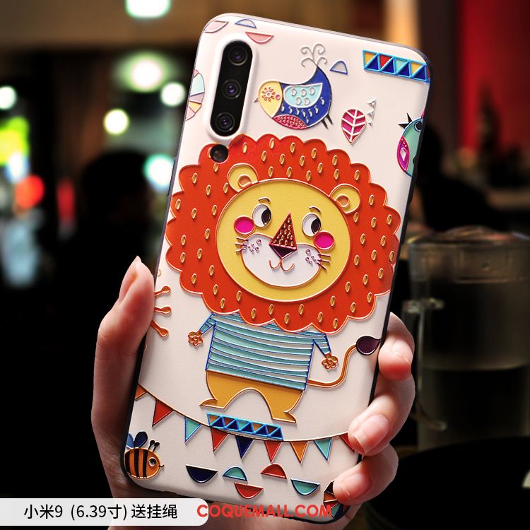 Étui Xiaomi Mi 9 Tout Compris Marque De Tendance Ornements Suspendus, Coque Xiaomi Mi 9 Dessin Animé Fluide Doux Beige