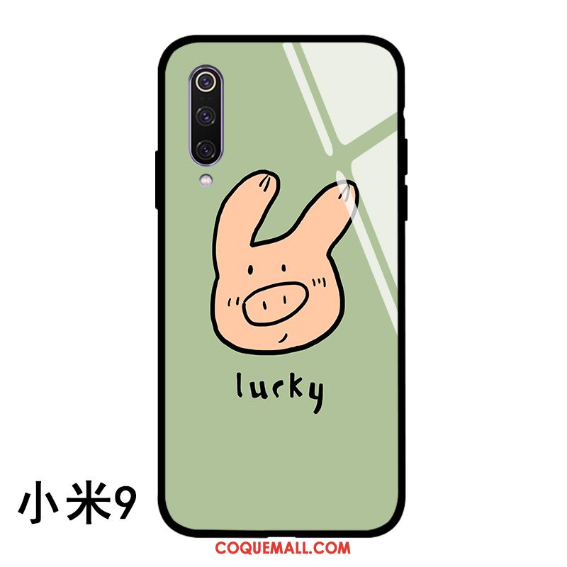 Étui Xiaomi Mi 9 Verre Peinte À La Main Vert, Coque Xiaomi Mi 9 Jeunesse Silicone Beige