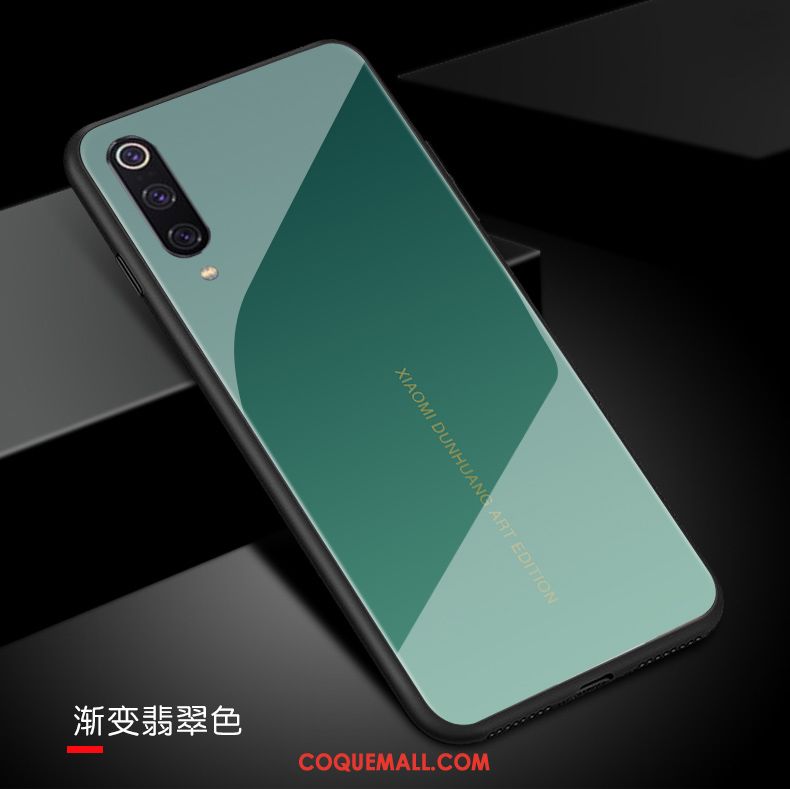 Étui Xiaomi Mi 9 Verre Trempé Miroir Tout Compris, Coque Xiaomi Mi 9 Personnalité Téléphone Portable Beige