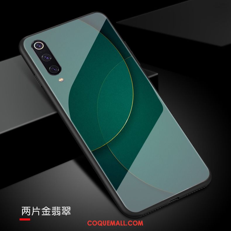 Étui Xiaomi Mi 9 Verre Trempé Miroir Tout Compris, Coque Xiaomi Mi 9 Personnalité Téléphone Portable Beige