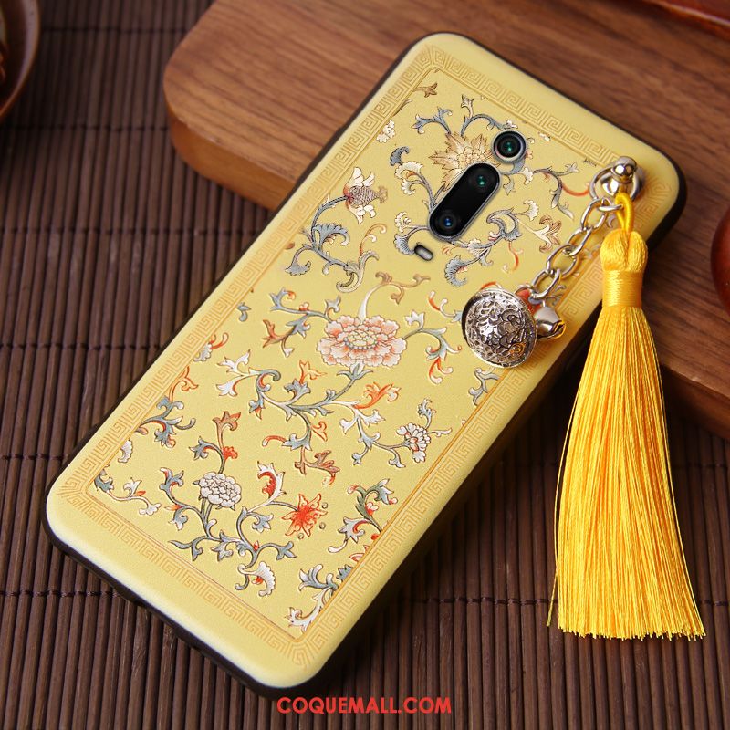 Étui Xiaomi Mi 9t Blanc Fluide Doux Gaufrage, Coque Xiaomi Mi 9t Incassable Style Chinois Beige