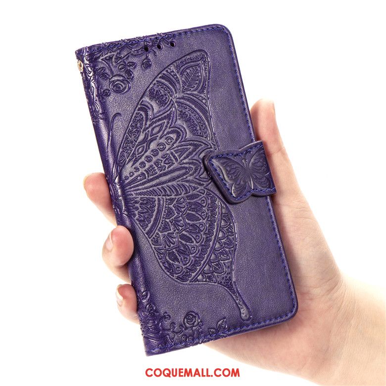 Étui Xiaomi Mi 9t Petit Téléphone Portable En Cuir, Coque Xiaomi Mi 9t Violet Protection Beige