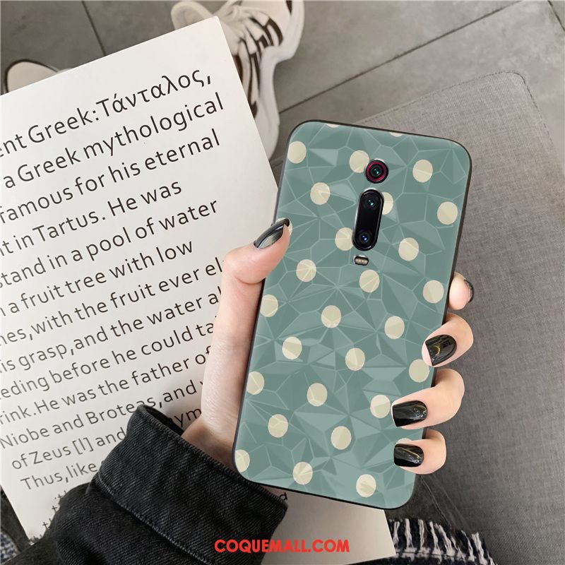 Étui Xiaomi Mi 9t Pro Souriant Modèle Fleurie Silicone, Coque Xiaomi Mi 9t Pro Point D'onde Losange Beige